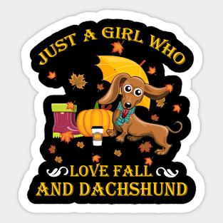 Womens Lovely Dachshund in fall, funny dog lover Sticker